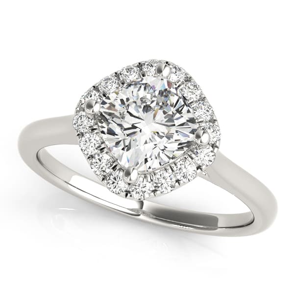 Solitaire Halo Cushion Shape Engagement Ring — style 50983 in 10k White Gold