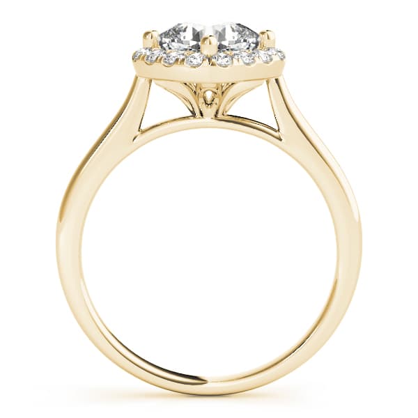 Solitaire Halo Cushion Engagement Ring, style 50983, Side view in yellow gold