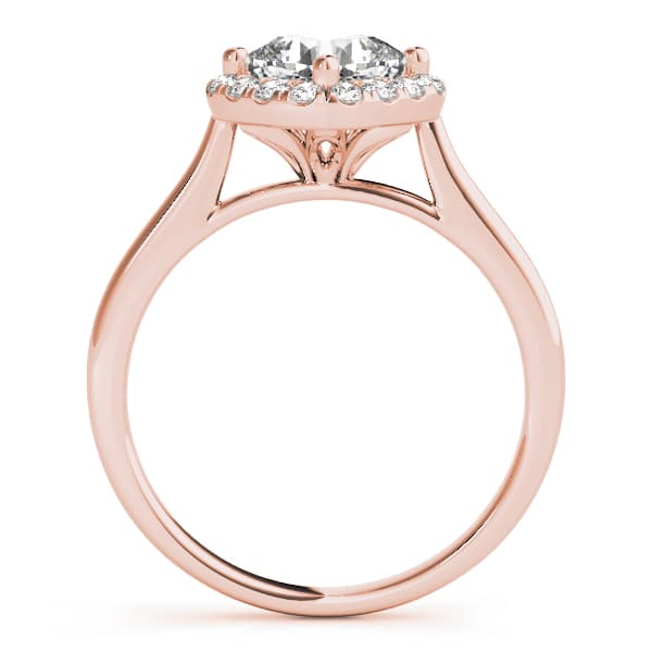 Solitaire Halo Cushion Engagement Ring, style 50983, Side view in rose gold