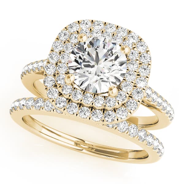 Engagement Ring, style 50984, On hand view in yellow gold