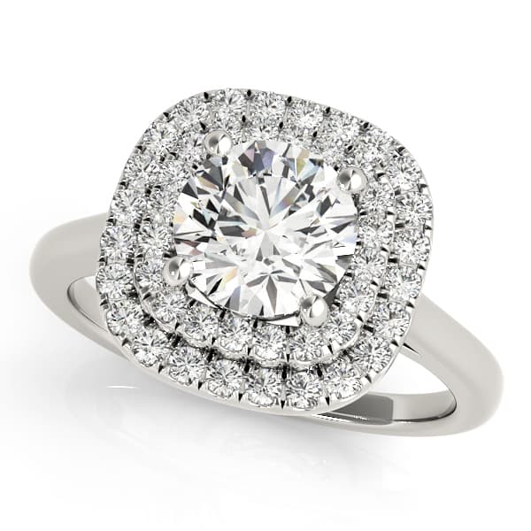 Round Double Halo Engagement Ring — style 50985 in 10k White Gold