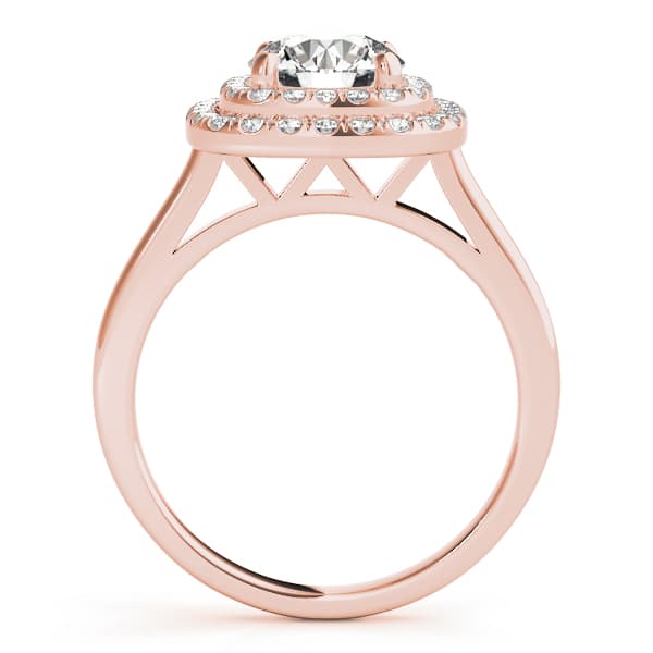 Round Double Halo Engagement Ring, style 50985, Side view in rose gold