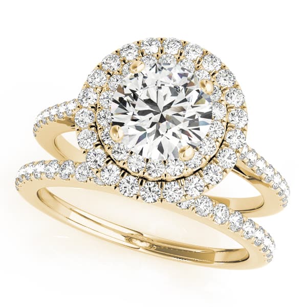 Engagement Ring, style 50986, On hand view in yellow gold