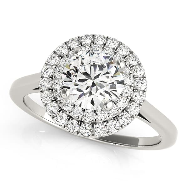 Round Double Halo Engagement Ring — style 50987 in 10k White Gold