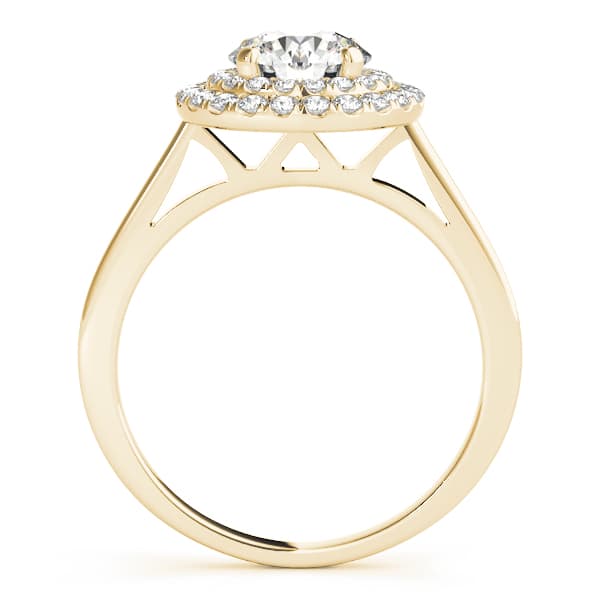 Round Double Halo Engagement Ring, style 50987, Side view in yellow gold