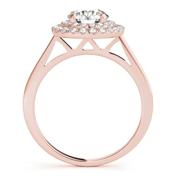 Round Double Halo Engagement Ring, style 50987, Side view in rose gold