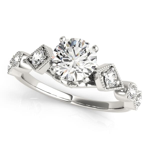 Vintage Milgrain Engagement Rings — style 50988 in 10k White Gold