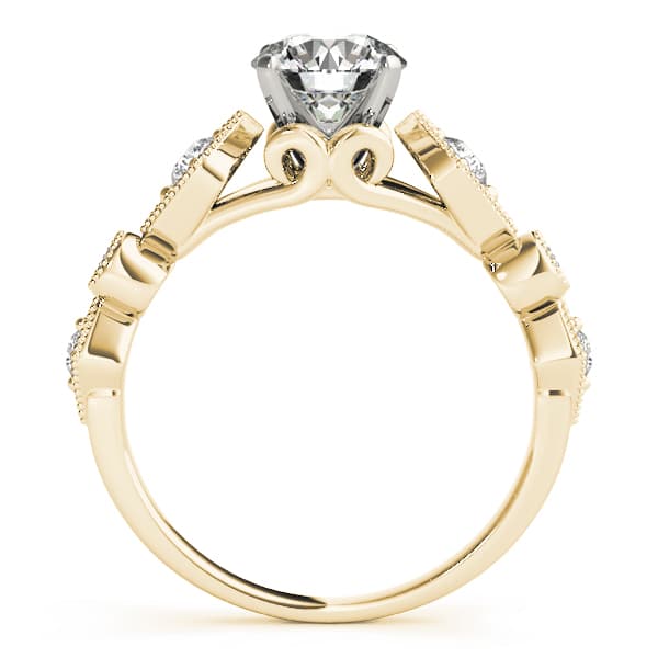 Vintage Milgrain Engagement Ring, style 50988, Side view in yellow gold