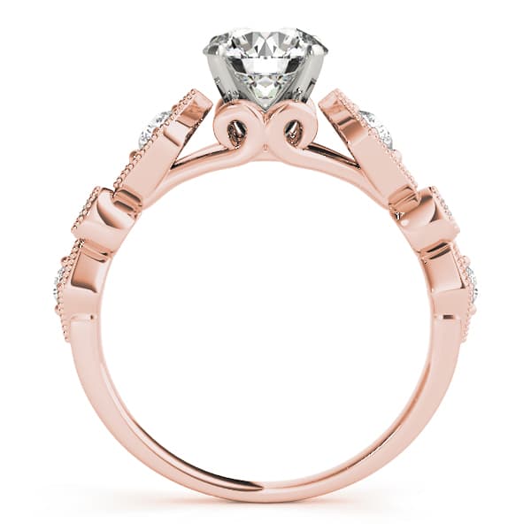 Vintage Milgrain Engagement Ring, style 50988, Side view in rose gold