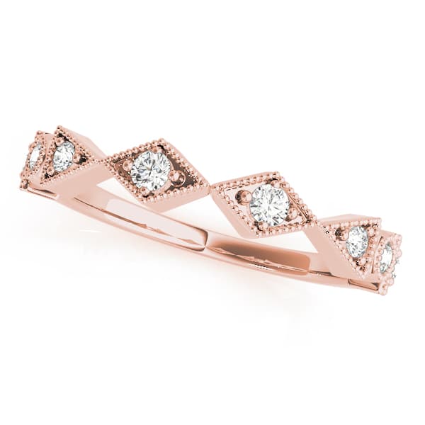 Vintage Milgrain Wedding Rings (0.15 ct. tw.), Front view in rose gold
