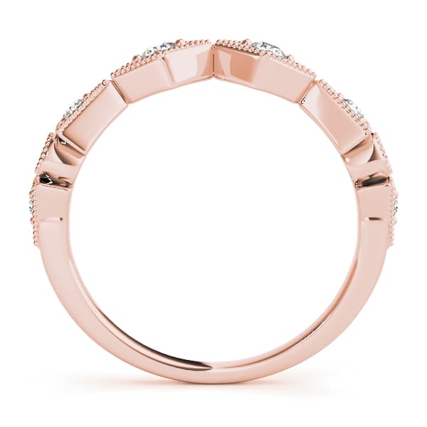 Vintage Milgrain Wedding Rings (0.15 ct. tw.), Side view in rose gold