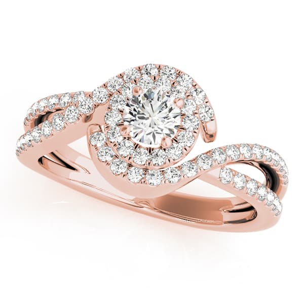 Bypass Twisted Shank Halo Engagement Ring, style 50989, Front view in rose gold