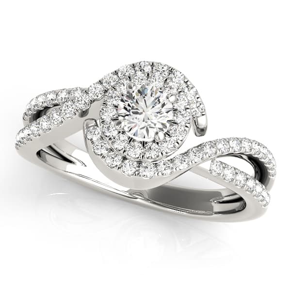 Bypass Twisted Shank Halo Engagement Ring — style 50989 in 10k White Gold