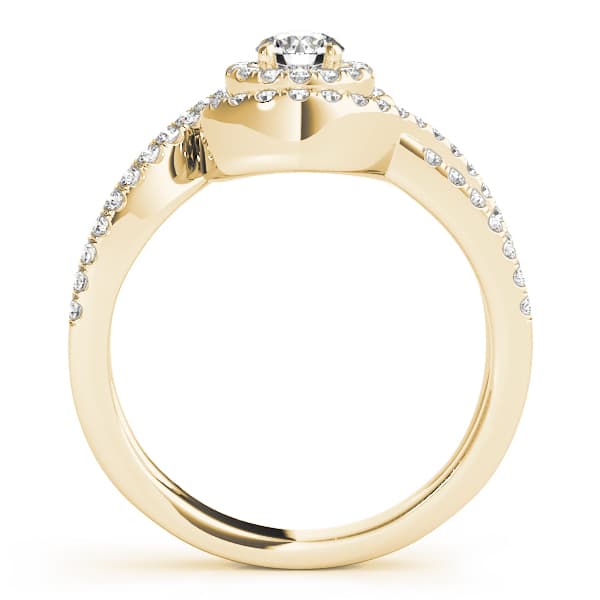 Bypass Twisted Shank Halo Engagement Ring, style 50989, Side view in yellow gold