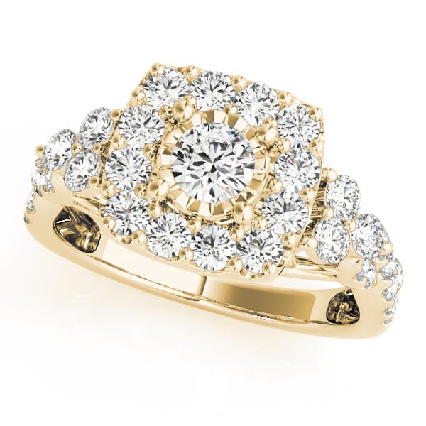 Engagement Ring, style 50990, Front view in yellow gold