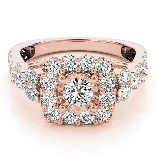 Engagement Ring, style 50990, Top view in rose gold