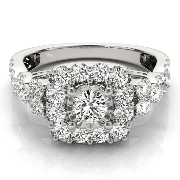Engagement Ring, style 50990, Top view in white gold or platinum