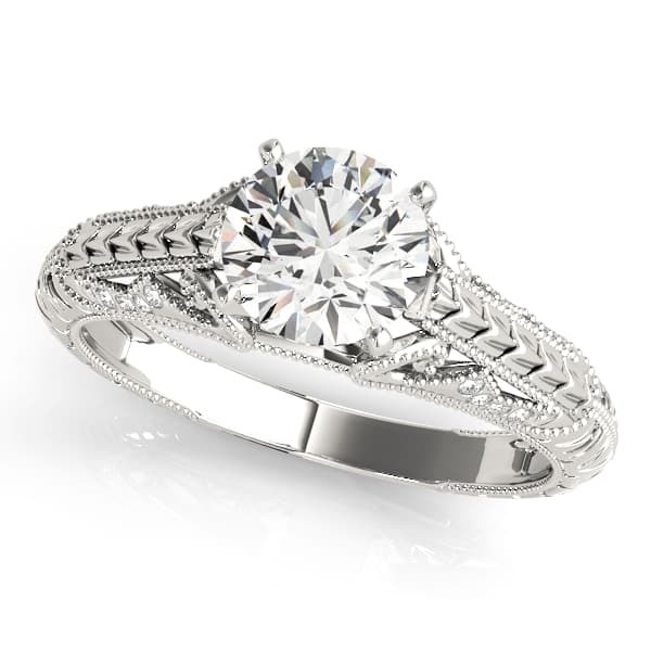 Vintage Filigree Milgrain Engagement Ring — style 50991 in 10k White Gold
