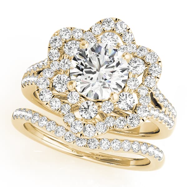 Engagement Ring, style 50995, On hand view in yellow gold