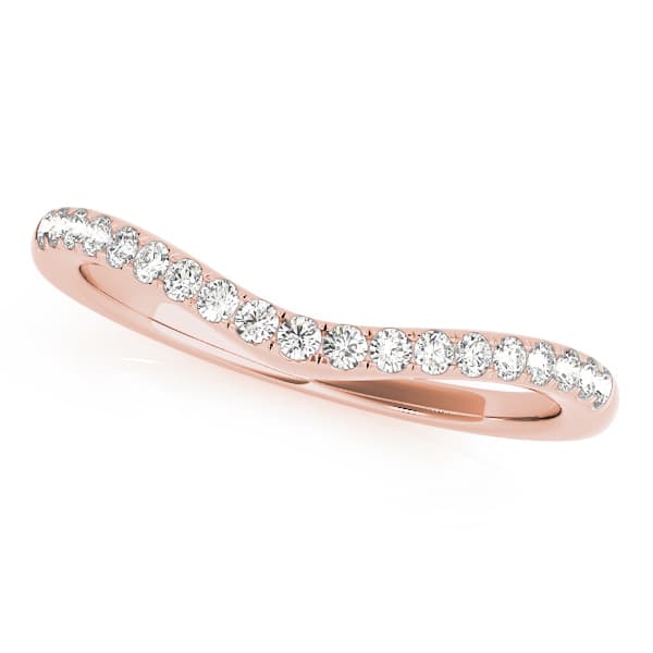 Split Prong Curved Wedding Band (0.19 ct. tw.), Front view in rose gold