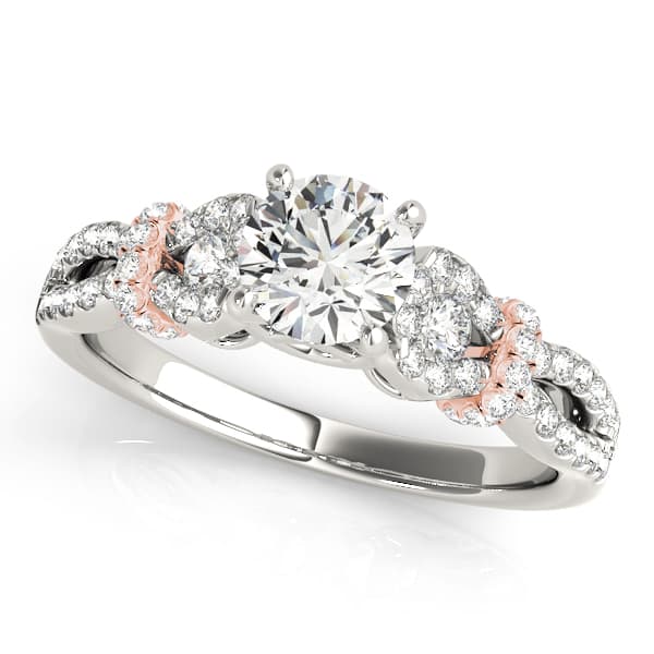 Infinity Split Shank Cluster Sides Engagement Ring, style 50996, Front view in rose gold