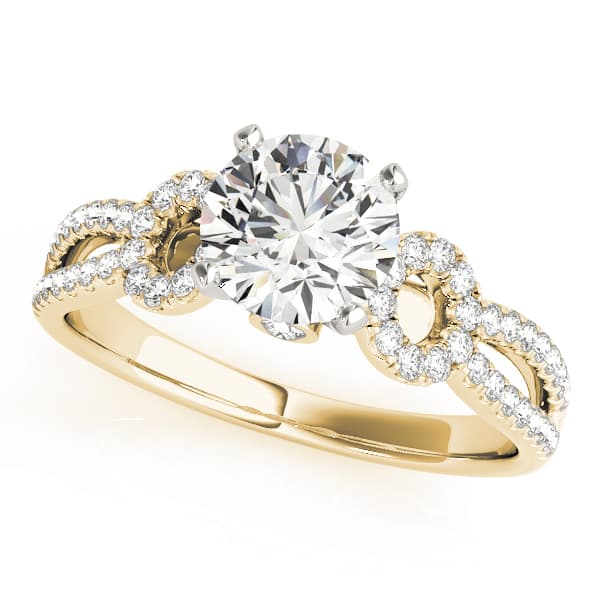 Multi-Row Split Shank Engagement Ring, style 50997, Front view in yellow gold