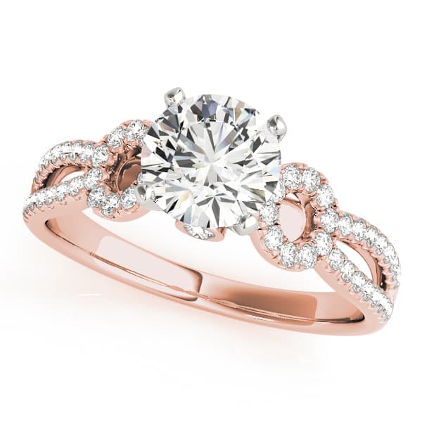Multi-Row Split Shank Engagement Ring, style 50997, Front view in rose gold