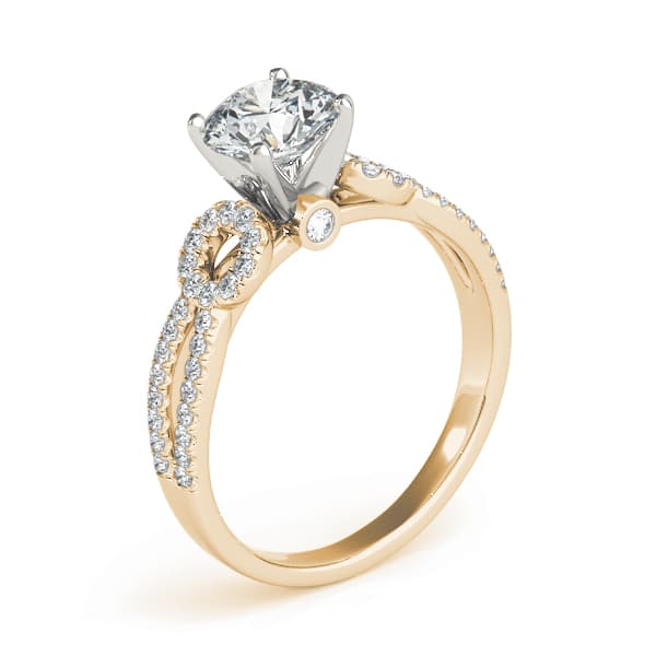 Multi-Row Split Shank Engagement Ring, style 50997, Angle view in yellow gold