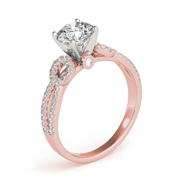 Multi-Row Split Shank Engagement Ring, style 50997, Angle view in rose gold