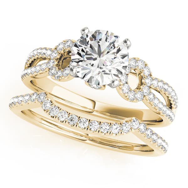 Multi-Row Split Shank Engagement Ring, style 50997, On hand view in yellow gold