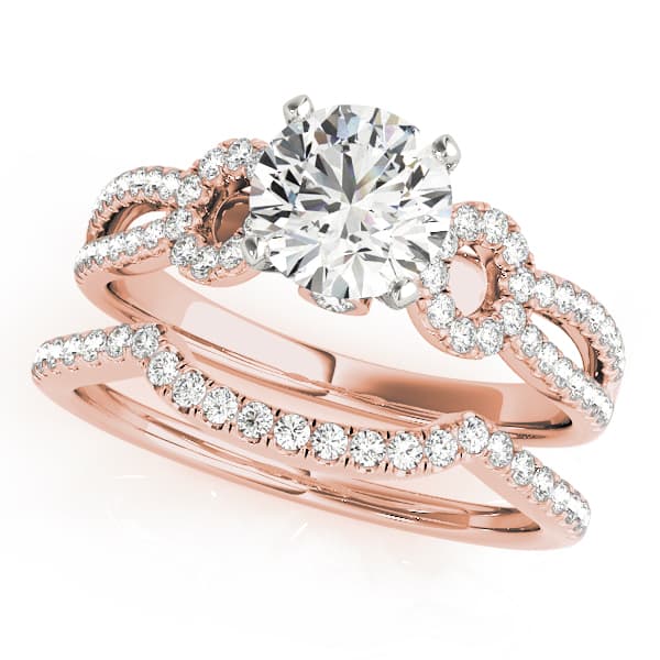 Multi-Row Split Shank Engagement Ring, style 50997, On hand view in rose gold