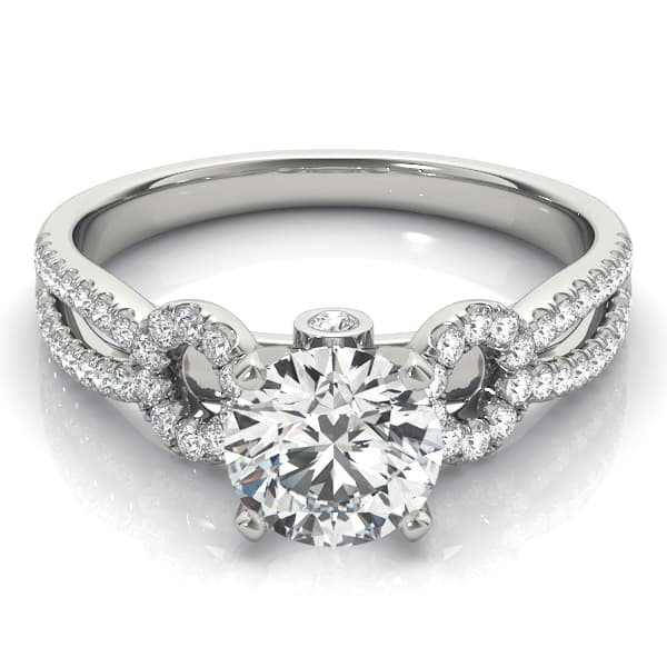 Multi-Row Split Shank Engagement Ring, style 50997, Top view in white gold or platinum