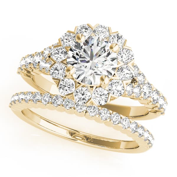 Engagement Ring, style 50998, On hand view in yellow gold