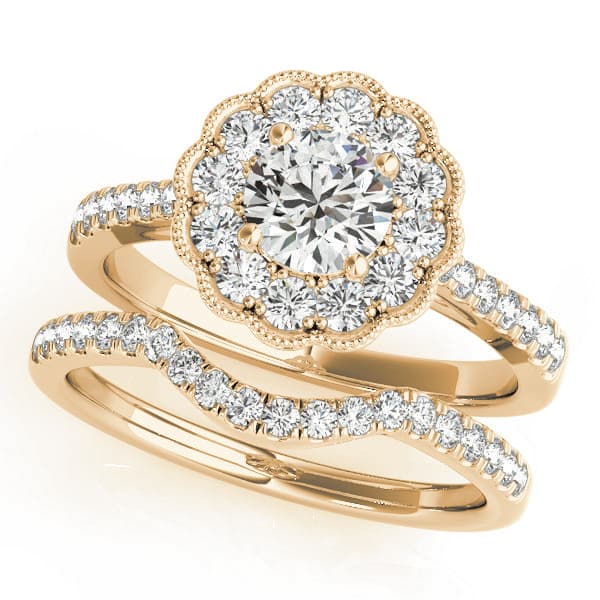 Engagement Ring, style 50999, On hand view in yellow gold