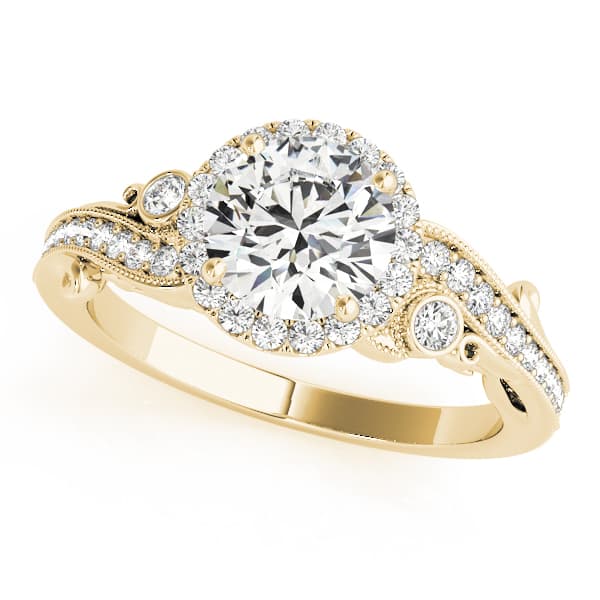 Antique Engagement Ring, style 51000, Front view in yellow gold