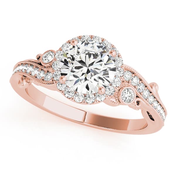 Antique Engagement Ring, style 51000, Front view in rose gold