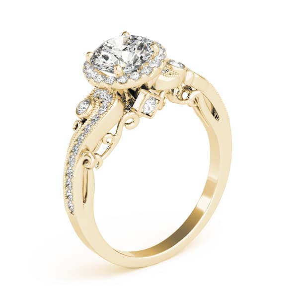 Antique Engagement Ring, style 51000, Angle view in yellow gold