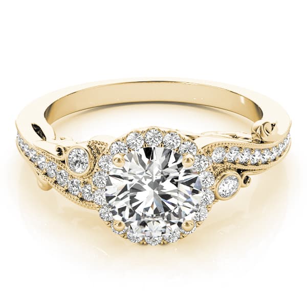 Antique Engagement Ring, style 51000, On hand view in yellow gold