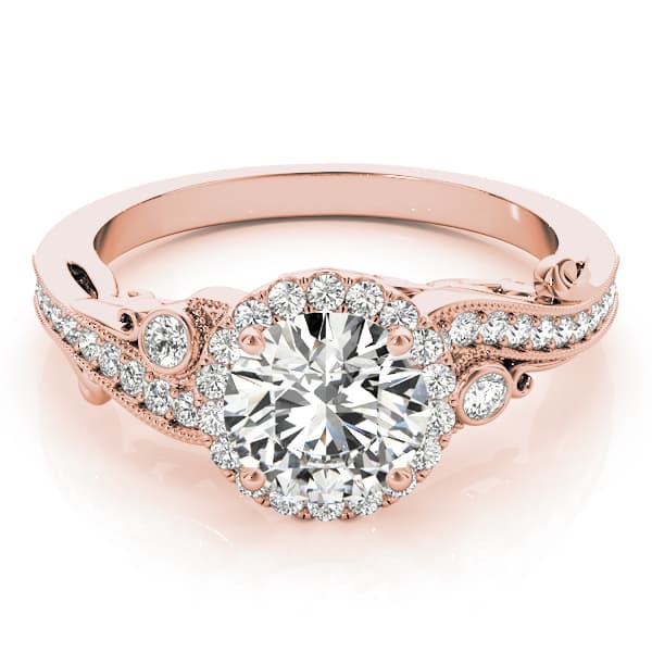 Antique Engagement Ring, style 51000, On hand view in rose gold
