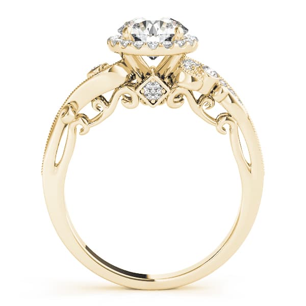 Antique Engagement Ring, style 51000, Side view in yellow gold