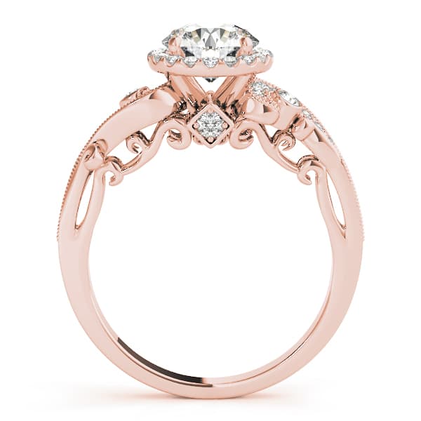 Antique Engagement Ring, style 51000, Side view in rose gold