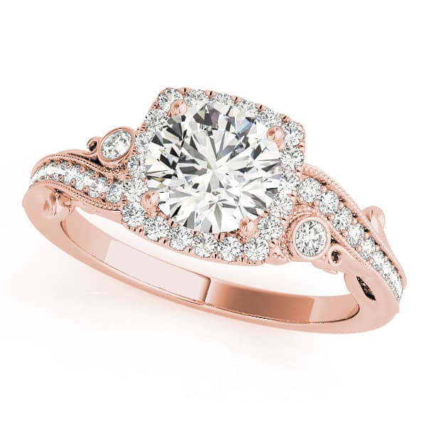 Antique Engagement Ring, style 51001, Front view in rose gold