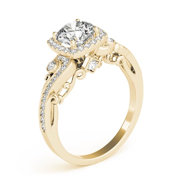 Antique Engagement Ring, style 51001, Angle view in yellow gold