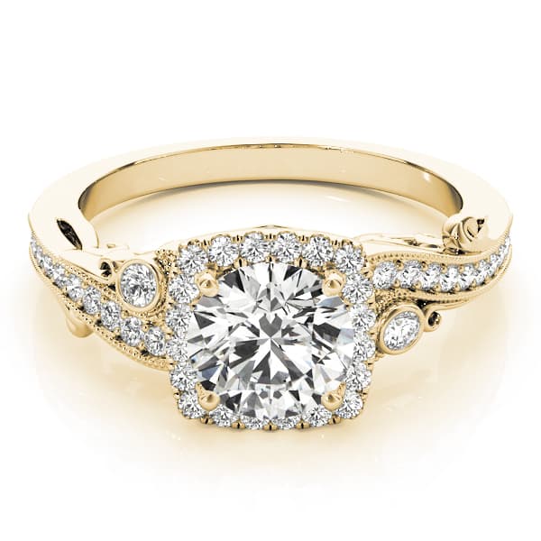 Antique Engagement Ring, style 51001, On hand view in yellow gold