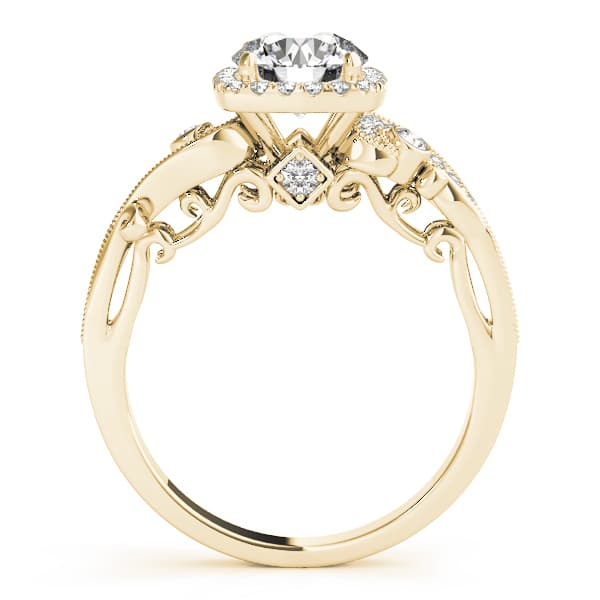 Antique Engagement Ring, style 51001, Side view in yellow gold