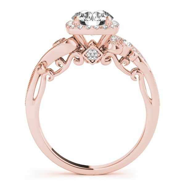 Antique Engagement Ring, style 51001, Side view in rose gold