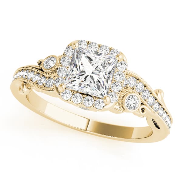 Antique Engagement Ring, style 51002, Front view in yellow gold