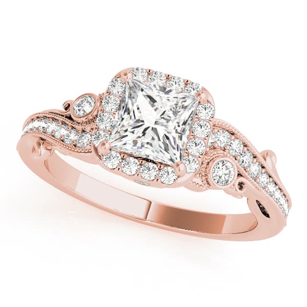 Antique Engagement Ring, style 51002, Front view in rose gold