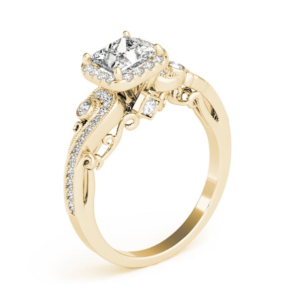 Antique Engagement Ring, style 51002, Angle view in yellow gold