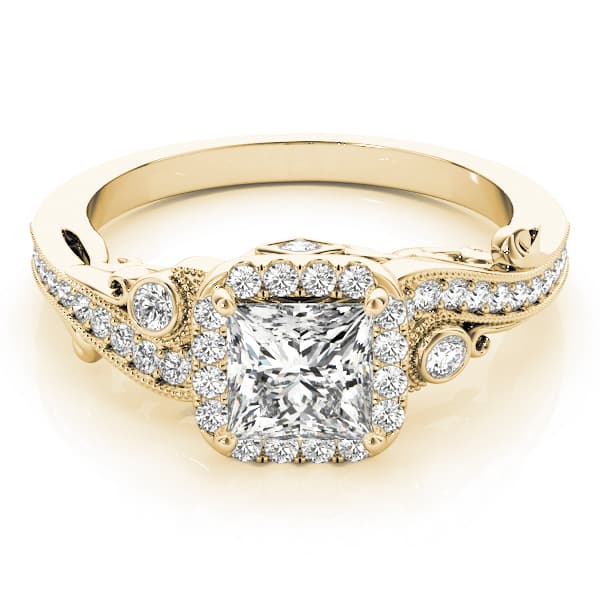 Antique Engagement Ring, style 51002, On hand view in yellow gold